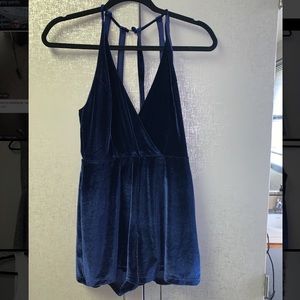 Urban Outfitters Blue velvet romper